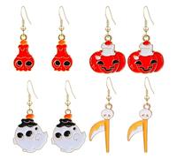 QUPENGXU Halloween Ghost Face Knife Earrings Funky Gothic Creepy for Women Party Gifts, S, Metal, No Gemstone