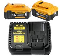 QUPERR 2PCS 6000mAh XR Battery and Fast Charger set for DeWalt 18V | Suitable for DeWalt 18V cordless tools, fits DCB183 DCB184 DCB200 lithium-ion batteries