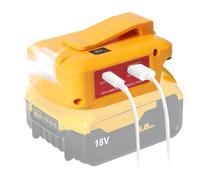 QUPERR USB Battery Adapter for Dewalt 18V Battery LED Light Converter | Power Source Adapter with a pair of USB Phone Charger interface, with DC Port Cordless Flashlight（Adapter Only）