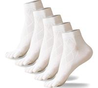 QUPOLPOL Men’s Toe Socks Running - 5 Pairs Breathable Cotton Five-Toe Socks, Lightweight Mesh Ankle Design, Anti-Blister, for Sport, Gym, Walking, Daily Wear - Black, UK 6-10
