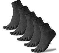 QUPOLPOL Men’s Toe Socks Running - 5 Pairs Breathable Cotton Five-Toe Socks, Lightweight Mesh Ankle Design, Anti-Blister, for Sport, Gym, Walking, Daily Wear - White, UK 6-10