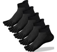 QUPOLPOL Men's Five-Toe Sport Socks - 5-Pack Athletic Socks with Separated Fingers Breathable Cotton Ideal for Running, Gym, and Daily Wear, Ankle Sock for Foot Health and Comfort, Black, UK 6-10