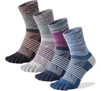 QUPOLPOL Men's Toe Socks, 4 Pairs Five-Toe Crew Sports Socks