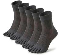 QUPOLPOL Men's Toe Socks - 5 Pairs Five Finger Crew Socks, Breathable Viscose from Bamboo Blend with Mesh Upper, Black, UK 6-10.5, for Work, Walking and Gym