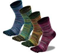 QUPOLPOL Mens Toe Socks Cotton - Breathable Five Finger Crew Socks Vintage Colorful Striped for Running Hiking UK 6-11 (One Size, 4 Paris, Multicolour)