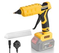 QUPPER 100W Cordless Hot Glue Gun Compatible with Dewalt 18V Battery - Includes 10x11mm Glue Sticks, Drip-Free Nozzle & LED Temperature Display, for DIY, Crafts & Quick Repairs (Battery Not Included)