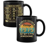 QUPT 50th Birthday Gifts for Women Men, 50th Birthday Gifts for Him, 1975 Birthday Gifts for Women Men, 50 Years Old Gifts, 1975 Birthday Gifts for Her Him, 50th Birthday Presents Coffee Mug