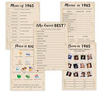 QUPT 60th Birthday Party Games, Set of 5 Activities for 10 Guests, Born in 1963 Games Bundle, Birthday Party Supplies for Adults, Pack of 50 Cards