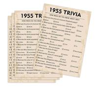 QUPT 70th Birthday Party Games, 1955 Trivia, Pack of 30 Cards, Ages 12+ to 80+