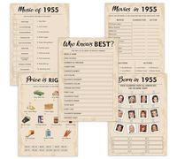 QUPT 70th Birthday Party Games, Set of 5 Activities for 10 Guests, Born in 1953 Games Bundle, Birthday Party Supplies for Adults, Pack of 50 Cards