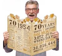 QUPT Large 70th Birthday Greeting Card - 1954 Rustic Happy Birthday Giant Guest Signature Book - Party Decorations for Men Women