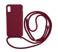 Ququcheng Compatible for iPhone XR Case,Silicone Stylish Cord Strap rope Shell TPU Shockproof Bumper Phone Case Lanyard Cover for iPhone XR-Red
