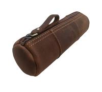 ququfortuna Leather Pencil Case - Full Grain Leather Zippered Pen Pouch, Handcrafted Stationery Organizer for Artists, Students & Office, Elegant Gift with Premium Pen Holder (Brown)