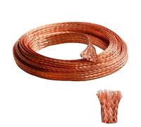 QuQuyi 9.84ft 20mm Flat Copper Braided Sleeve Ground Strap Expandable Metal Sheath Screening Signal Wire Cable Shielded