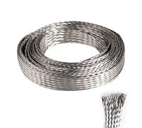 QuQuyi 9.84ft 20mm Flat Tinned Copper Braided Sleeve Ground Strap Expandable Metal Sheath Screening Signal Wire Cable Shielded