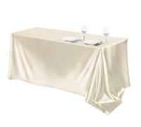 QUR 1 PCS High-End Hotel Banquet Wedding Scene Tablecloth Solid Color Rectangular Glossy Satin Table Cloth Beige