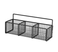 QUR 1 Piece Metal Wire Storage Basket Kitchen Storage Organizer Black Wall Mount for Closet Pantry