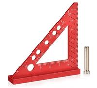 QUR 1 Set Red Aluminum Alloy 90 Degree Mini Carpenter Square with Scribe Holes, Precision Woodworking Machinist Measuring Tool