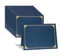 QUR 10 PCS Certificate Holders, Diploma Holders Certificate Covers with Gold Foil Border Blue for Letter Size 8.5x11 Inch