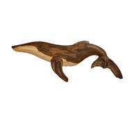 QUR Wooden Sea Fish Decor Statue Whale Figurine Sculpture Ornament Rustic Decoration Wall Hanging Decoration,D Easy to Use