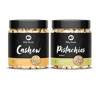 QURA Combo Pack of 500 gms Cashew Nuts| Kaju & Roasted Salted Shelled Pistachio Combo Pack 250 gms Each | Salted Pista & Kaju [Jar Pack]