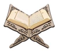 Quran Holder Foldable Quran Holder Stand Wooden Book Stand Muslim Bible Book Magazine Cookbook for Display Prayer Reading Chapel 9.8x8.1x6.7'' Wood Color.