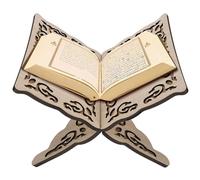 Quran Holder Foldable Quran Holder Stand Wooden Book Stand Muslim Bible Book Magazine Cookbook for Display Prayer Reading Chapel 9.8x8.1x6.7'' Wood Color