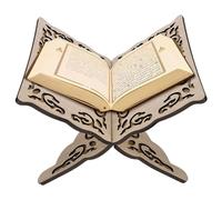 Quran Holder Foldable Quran Holder Stand Wooden Book Stand Muslim Bible Book Magazine Cookbook for Display Prayer Reading Chapel 9.8x8.1x6.7'' Wood Color