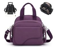 Qurlon Elegant Solid Color Shoulder Bag for Women Casual Front Pocket Nylon Crossbody Bags Soft Top Handle Everyday Purse (Purple)