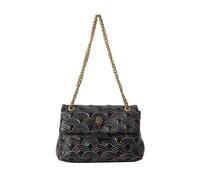 Qurlon Rainbow embroidery chain bag women's eagle head shoulder bag summer embossed crossbody bag, Black