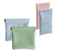 QUROXO Pouchic - Personalized Snap Closure Leather Organizer Pouch, 4pcs Jolly Wish Snap Pouch, Pocket Cosmetic Bag Squeeze Top Lambskin Pocket Makeup pouch, G, Casual