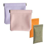 QUROXO Pouchic - Personalized Snap Closure Leather Organizer Pouch, 4pcs Jolly Wish Snap Pouch, Pocket Cosmetic Bag Squeeze Top Lambskin Pocket Makeup pouch, F, Casual
