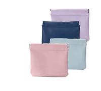 QUROXO Pouchic - Personalized Snap Closure Leather Organizer Pouch, 4pcs Jolly Wish Snap Pouch, Pocket Cosmetic Bag Squeeze Top Lambskin Pocket Makeup pouch, B, Casual