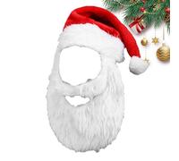 Qurygin 28x65cm Hat And Beard - Santa Christmas Beard And Hat, Santa Hats Santa Beard, Christmas Hat & Beard Fancy Dress, Christmas Decorations Hat Beard, Christmas Santa Fancy Dress Costume