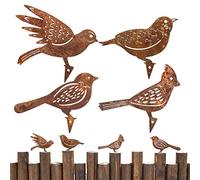 Qurygin 4 Rusty Metal Bird Statues - Rusty Bird Metal Yard Art, Bird Silhouettes Garden Decoration, Weatherproof Garden Bird Statues, Metal Hollow Bird Animal Garden Statue For Fields, Gardens, Parks