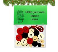Qurygin Button Christmas Tree Ornament Kits, 7.6x5x5cm Button Religion Ornament Kit, Cute Buttons Craft Pendant Ornaments Kit, Seasonal Make Your Own Tree Decorations For Women Family Friends Children