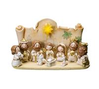 Qurygin Nativity Scene Figurines Manger - 11 Cartoon Christmas Nativity Figurines Set, Resin Nativity Scene Silhouette Ornament, Nativity Set For Christmas Indoor, Real Nativity Scene Figurines Sets