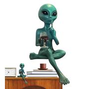 Qurygin Resin Alien Figure, 15cm Holding Wine Glass Alien Statue, Art Outer Space Aliens Figurine, Green Beer Drinking Aliens Statue, Statues Resin Model For Garden Desktop Shelf Christmas Yard