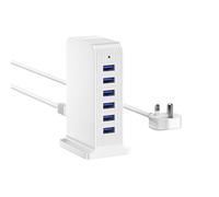 Qurzou 25W USB Charging Station, Multi USB Charger Tower for iPhone 14/14 Pro/15/15 Pro, Samsung, iPad (White 25W)