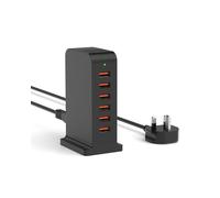 Qurzou Multi USB Charger,50W USB Tower Charging Station,Charger Plug with 6 Ports for iPhone 15/15 Pro/15 Pro Max/iPhone 14/14 Pro/14 Pro Max/13 Pro/13 Pro Max,Samsung,iPad,etc(black)