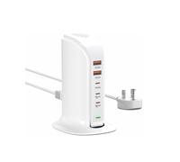 Qurzou USB C Charging Station 55W,Multi USB C Charger Tower,5 Port USB Charging Hub for iPhone 16/15/14/13,Samsung,iPad,etc(white 55W)