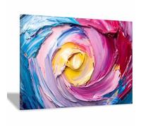 QUSAAOU Abstract Art Spiral Impasto Paint Swirl Texture Painting Canvas Printed Poster Painting Modern Living Room Bedroom Kitchen Home Office Bathroom Dining Room(Magenta)-30x45cm Framed