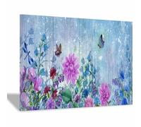 QUSAAOU Abstract wall art Purple Flowers Quality Picture- minimal - Living & Bedroom Home DÃcor with Easy Hang Guide(Pink)-20x30cm Framed