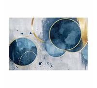 QUSAAOU Artwork Abstract Abstract Navy Circle Watercolor Splash Living Room Neutral Abstract Canvas Modern Office Decor Nordic Paintings For Bedroom Hang For Home(Navy Blue)-50x70cm Unframed