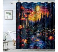 QUSAAOU Bathroom Wet Room Quick-Drying Shower Curtain Stained Glass Path Shower Curtain Washable for RV with 12 Hooks Bathroom Curtains Decor-200 * 280cm(71"*110")