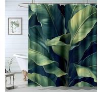 QUSAAOU Boho Floral Shower Curtain Set with Hooks Green Leaf Pattern Fabric Cloth Bath Curtains for Rustic Vintage Bathroom Decor, Colorful Shower Curtain-200 * 150cm(79"*59")
