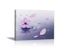 QUSAAOU Canvas Canvas Wall Art Purple Cherry Blossom Water Ripple Droplet Modern Romantic Pattern Canvas Print Painting Canvas Painting For Living Room Bedroom(lilac)-40x60cm Framed