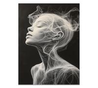QUSAAOU Canvas Posters Lady Wire Line Profile Canvas Featuring Flowers Female Portraits Suitable Wall Decoration In Living Rooms Hallways Bedrooms Cafes(black)-40x60cm1 Unframed
