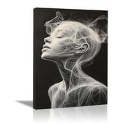 QUSAAOU Canvas Posters Lady Wire Line Profile Canvas Featuring Flowers Female Portraits Suitable Wall Decoration In Living Rooms Hallways Bedrooms Cafes(black)-80x120cm1 Unframed