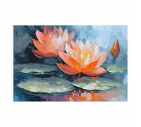 QUSAAOU Canvas wall art for living room Pink Flowers Modern Pink Decorative Artwork Bedroom kitchen Living Room Home Decor Ready to Hang(Blue)-60x90cm Unframed